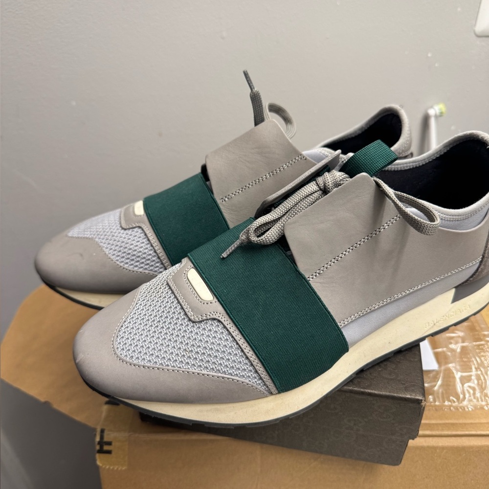 Balenciaga Stylish Gray and Green Men's Sneakers
